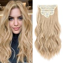 Extensões de cabelo: Fliace, 20" de comprimento, ondulado, castanho claro, loiro, 6 unidades