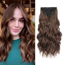 Extensões de cabelo Fliace Clip em marrom castanho 40 cm 6 unidades 180g