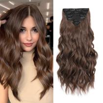 Extensões de cabelo Fliace Clip em marrom castanho 50 cm 6 unidades 220g