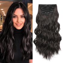 Extensões de cabelo Fliace Synthetic Clip-in Marrom escuro 20cm