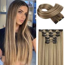 Extensões de cabelo Flufymooz 24" Straight Brown Blonde Highlights Extensões de cabelo Flufymooz 24" Straight Brown Blonde Highlights