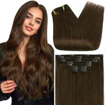 Extensões de cabelo Full Shine 60 cm, castanho, 120 g, 7 unidades