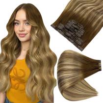Extensões de cabelo Full Shine Brown Balayage 45 cm 120 g 8 unidades Extensões de cabelo Full Shine Brown Balayage 45 cm 120 g 8 unidades