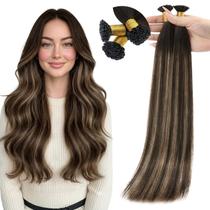 Extensões de cabelo Full Shine Mini Flat Tip 22 cm marrom escuro Extensões de cabelo Full Shine Mini Flat Tip 22 cm marrom escuro