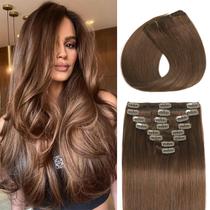 Extensões de cabelo GAOYIFU 16" Chocolate Brown 90g Clip In Extensões de cabelo GAOYIFU 16" Chocolate Brown 90g Clip In