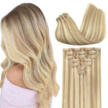 Extensões de cabelo GOO GOO Clip em cabelo humano real 24 polegadas e 120 g