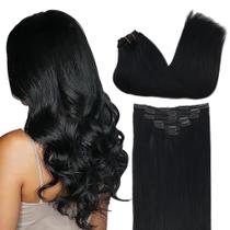 Extensões de cabelo GOO GOO Real Human Hair 20 polegadas 160g 1 Jet Black