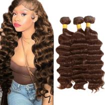 Extensões de cabelo GveoxVO Brown Deep Wave 8A Brazilian Virgin Extensões de cabelo GveoxVO Brown Deep Wave 8A Brazilian Virgin
