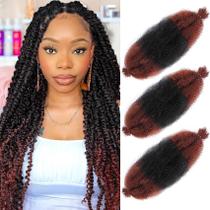 Extensões de cabelo Hbegant Afro Twist 24 polegadas, 3 pacotes sintéticos Extensões de cabelo Hbegant Afro Twist 24 polegadas, 3 pacotes sintéticos