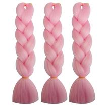 Extensões de cabelo Herina Pink 3 peças de cabelo trançado rosa claro Extensões de cabelo Herina Pink 3 peças de cabelo trançado rosa claro
