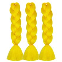 Extensões de cabelo Herina Yellow 3 peças de trança amarela brilhante Extensões de cabelo Herina Yellow 3 peças de trança amarela brilhante