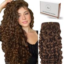 Extensões de cabelo Hetto Curly Clip-in Medium Brown 90g 5 unidades