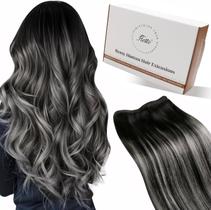 Extensões de cabelo Hetto Sew-in 45 cm, preto natural, ombre, prata