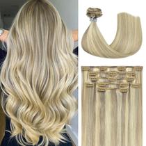 Extensões de cabelo Honsoo Clip In Virgin 45 cm 70 g 7 peças loiras Extensões de cabelo Honsoo Clip In Virgin 45 cm 70 g 7 peças loiras
