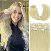 Extensões de cabelo Honsoo Platinum Blonde Clip em 70 g, 7 unidades