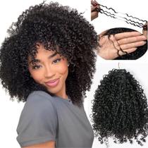Extensões de cabelo humano Afro Kinky Curly Feather Crochet Braid Extensões de cabelo de crochê pré-separadas sem nós Cabelo humano Cor natural 16 polegadas 120 g