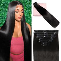 Extensões de Cabelo Humano Natural POGINJA - Clip in 50cm 100g Extensões de Cabelo Humano Natural POGINJA - Clip in 50cm 100g