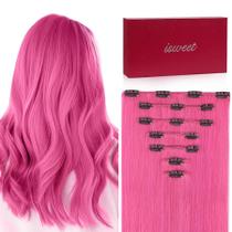 Extensões de cabelo ISWEET Straight Clip em 14 cm 95 g Pink Remy