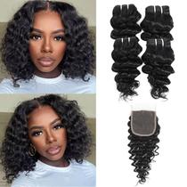 Extensões de cabelo JTDebade Deep Wave 12A Virgin Hair 4 pacotes