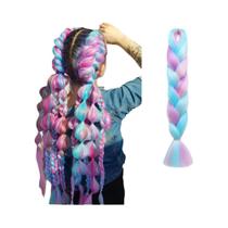 Extensões De Cabelo Jumbo Coloridas Em Arco-Íris, Fibra Sintética Sedosa Para Cabelos Negros