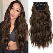 Extensões de cabelo KookaStyle Long Wavy 4 peças castanho chocolate 50 cm
