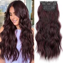 Extensões de cabelo KookaStyle Long Wavy Burgundy/Dark Brown 20"