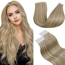 Extensões de cabelo LaAvoo Fita de cabelo humano real em loiro Fita de extensões de cabelo em marrom dourado destaca fita loira clara em extensões de cabelo Cabelo humano sem costura 20 unidades 50 g 22 polegadas