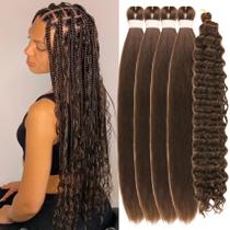 Extensões de cabelo Leticia Brown, pré-esticadas, encaracoladas, 26 polegadas