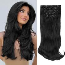 Extensões de cabelo Lommel Black Synthetic com 50 cm de comprimento para mulheres