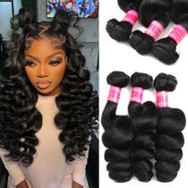 Extensões de cabelo Malily Loose Wave 30-40cm 3 pacotes com fecho
