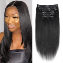 Extensões de cabelo Mihugass Yaki Straight Clip ins 35cm 120g