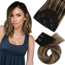 Extensões de cabelo Moresoo Balayage Clip em cabelo humano 30cm