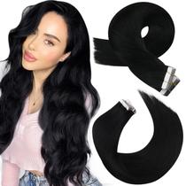 Extensões de Cabelo Moresoo - Fita Adesiva Preta 18 Polegadas (50g) - Remy Hair