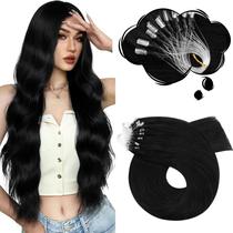 Extensões de cabelo Moresoo Microlink Human Hair Jet Black 18in