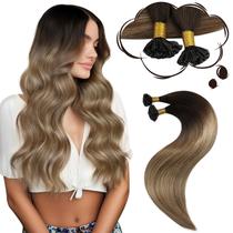Extensões de cabelo Moresoo U Tip Human Hair Ombre Ash Brown 50g Extensões de cabelo Moresoo U Tip Human Hair Ombre Ash Brown 50g