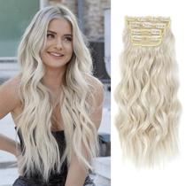 Extensões de cabelo MSBELLE Clip em 20 cm sintético de 200 g de platina