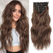 Extensões de cabelo NAYOO Clip em 50 cm, ondulado, encaracolado, castanho castanho