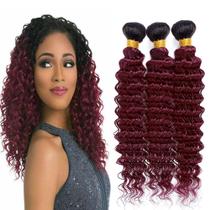 Extensões de cabelo Nuailisex 1B99j Ombre Deep Wave 3 Bundles