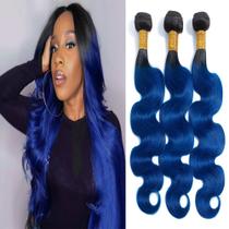Extensões de cabelo Nuailisex Ombre Blue Body Wave 35-45cm