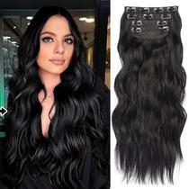 Extensões de cabelo Perience Jet Black, clipe de 20 cm em 4 unidades