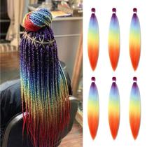 Extensões de cabelo pré-esticadas com trança Phoenixfly, 26 polegadas, 6 pacotes