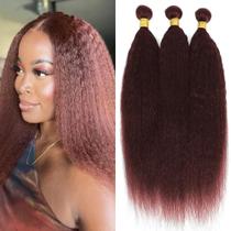 Extensões de cabelo QEUOPE Color 33 Cobre Vermelho Marrom Yaki Straight