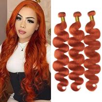 Extensões de cabelo QEUOPE Orange Body Wave Remy Hair 350