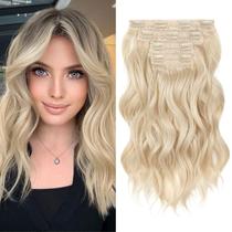 Extensões de cabelo REECHO, 4 peças, clipe em loiro ondulado de praia de 14 cm Extensões de cabelo REECHO, 4 peças, clipe em loiro ondulado de praia de 14 cm