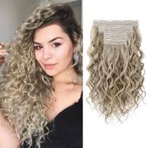 Extensões de cabelo REECHO Curly, 4 peças, clipe de 40 cm em marrom acinzentado claro Extensões de cabelo REECHO Curly, 4 peças, clipe de 40 cm em marrom acinzentado claro