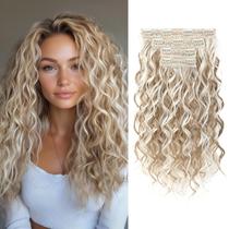 Extensões de cabelo REECHO Curly 40cm Clip em loiro acinzentado, 4 peças Extensões de cabelo REECHO Curly 40cm Clip em loiro acinzentado, 4 peças