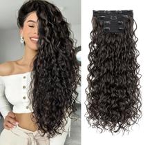 Extensões de cabelo REECHO Curly 60cm Clip em 4 peças para mulheres