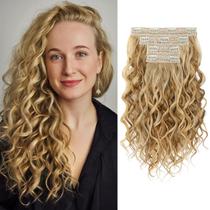 Extensões de cabelo REECHO Curly, clipe de 40 cm em 4 peças de loiro escuro Extensões de cabelo REECHO Curly, clipe de 40 cm em 4 peças de loiro escuro