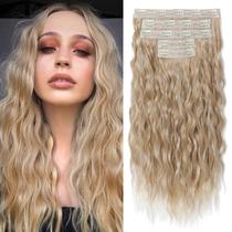 Extensões de cabelo REECHO HE002 60 cm de comprimento, ondas soltas, loiras