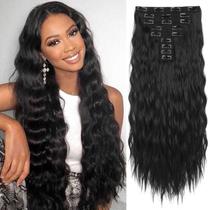 Extensões de cabelo REECHO HE009 Clip em 24" preto, 9 unidades Extensões de cabelo REECHO HE009 Clip em 24" preto, 9 unidades